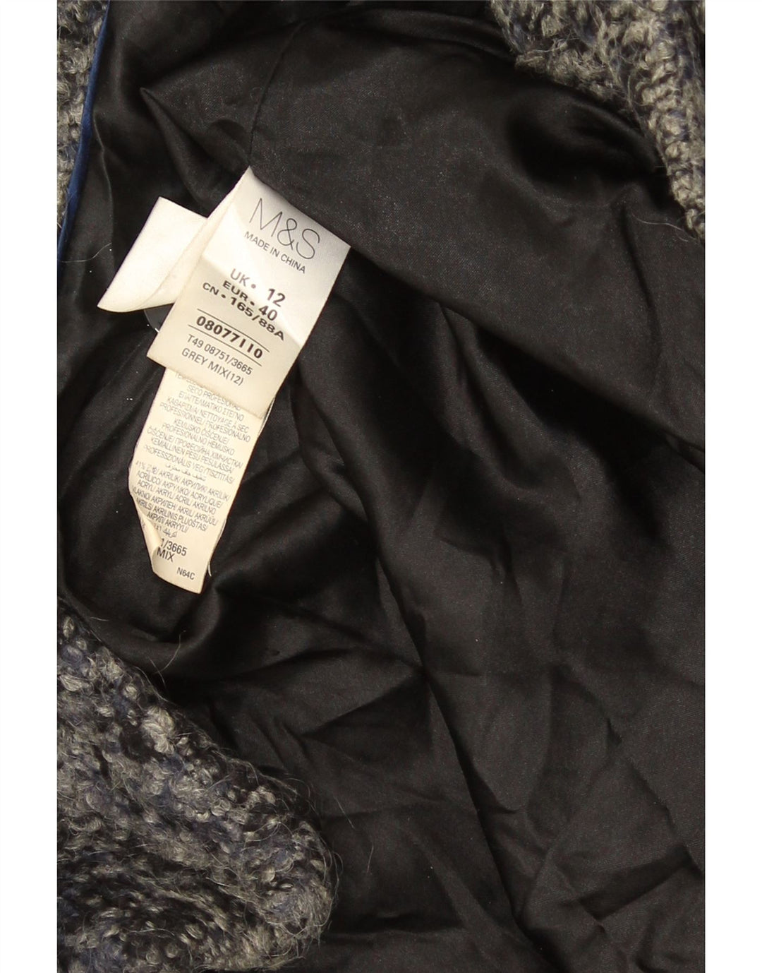 Cappotto doppiopetto da donna Marks & Spencer UK 12 Grigio medio chiazzato