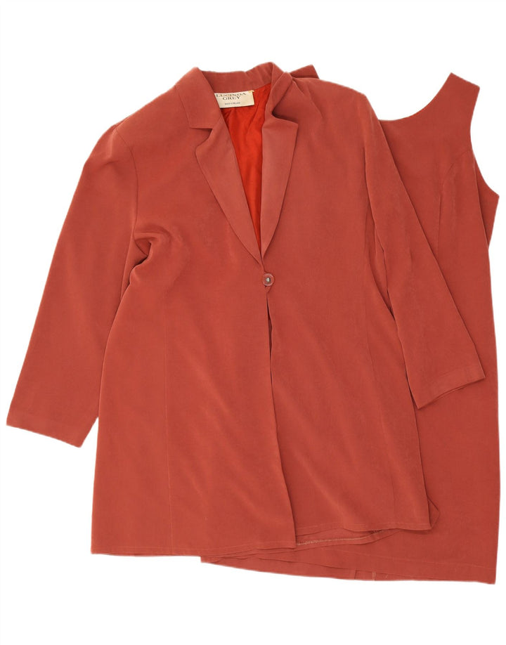 Set da donna vintage a 1 bottone e 2 pezzi, UK 16, grande, in poliestere bordeaux