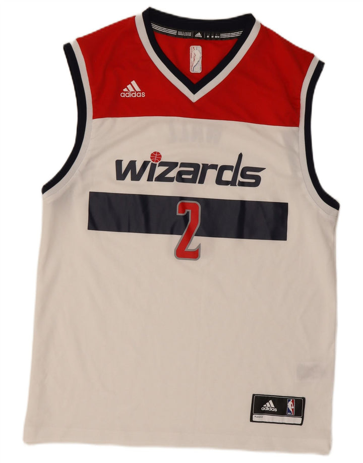 Canotta grafica ADIDAS da uomo Wizards, poliestere color block bianco medio