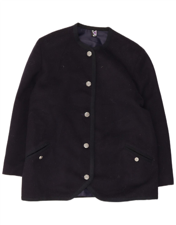 Giacca blazer vintage da donna a 5 bottoni IT 50 XL in lana blu navy