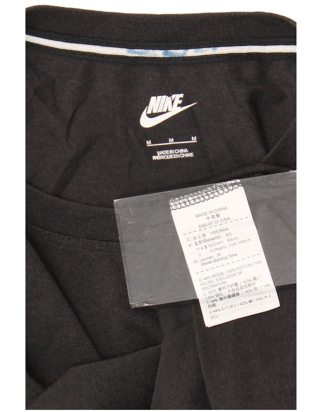 T-shirt grafica da donna NIKE Top UK 12 Medium Black Modal