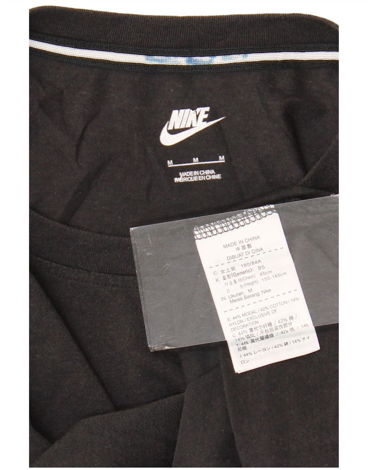 T-shirt grafica da donna NIKE Top UK 12 Medium Black Modal