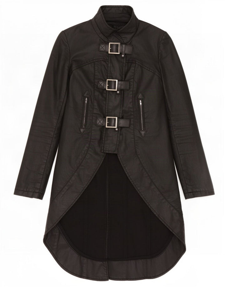 Cappotto frac vintage da donna UK 6 XS in cotone nero
