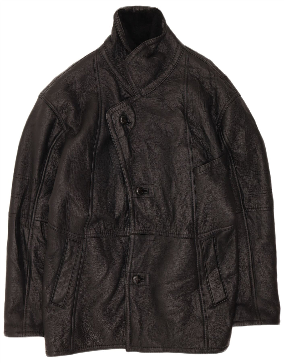 Giubbotto in shearling vintage da uomo IT 50 grande nero