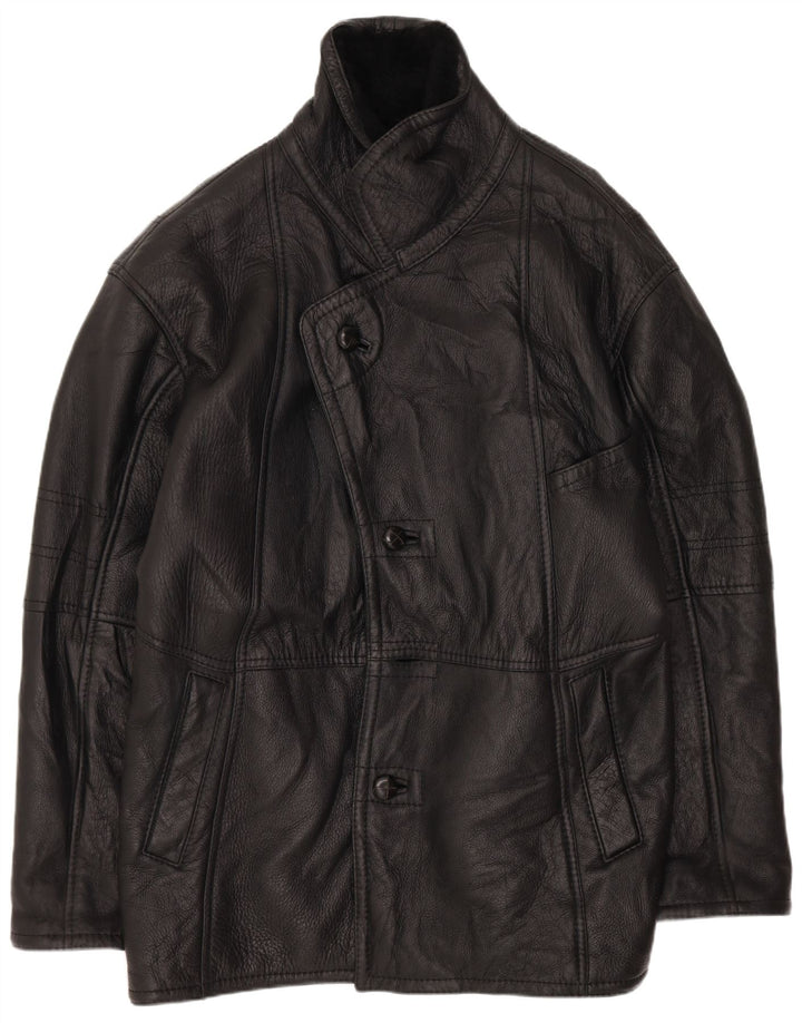 Giubbotto in shearling vintage da uomo IT 50 grande nero