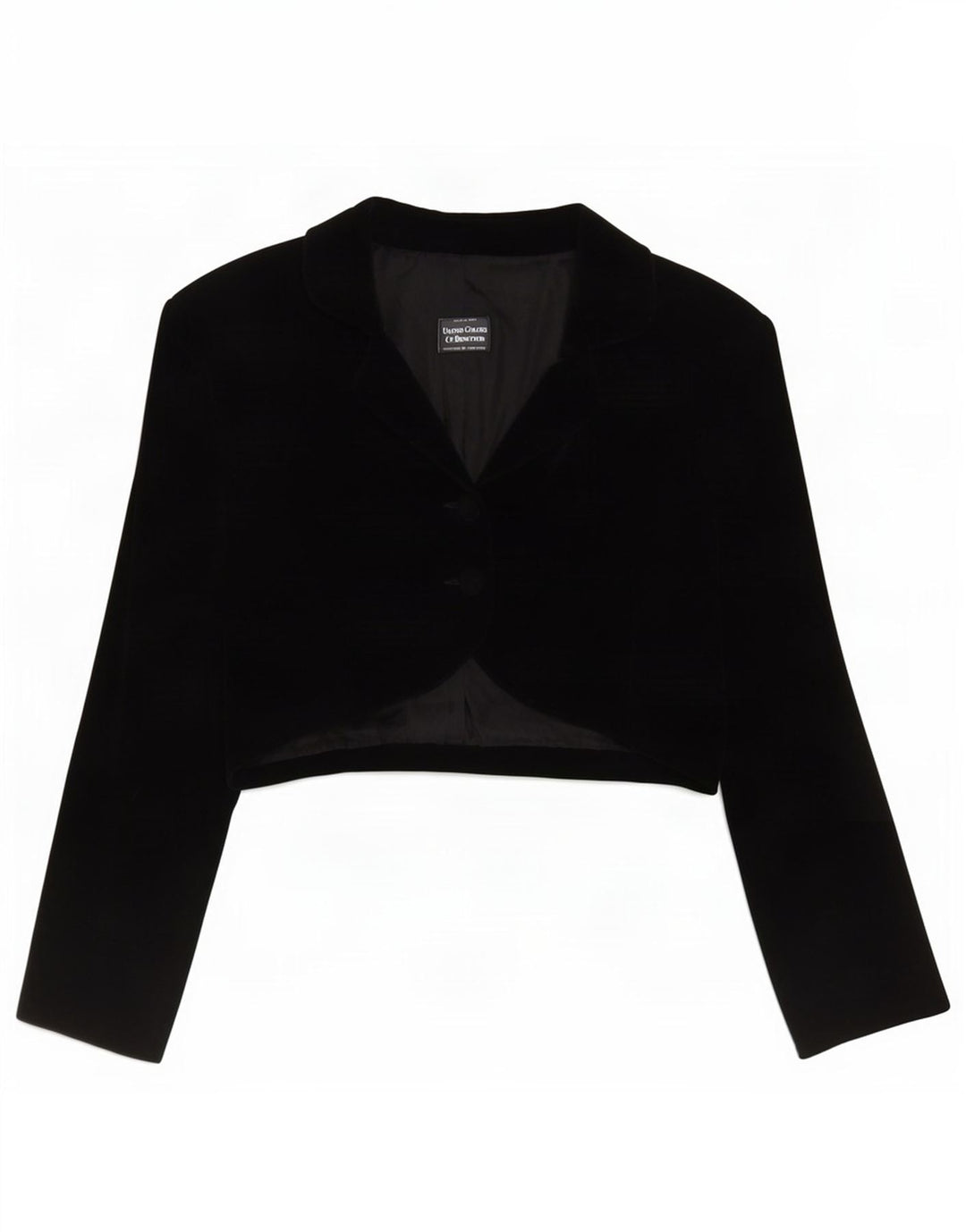 Giacca bolero in velluto a 2 bottoni da donna Benetton IT 48 XL modacrilico nero