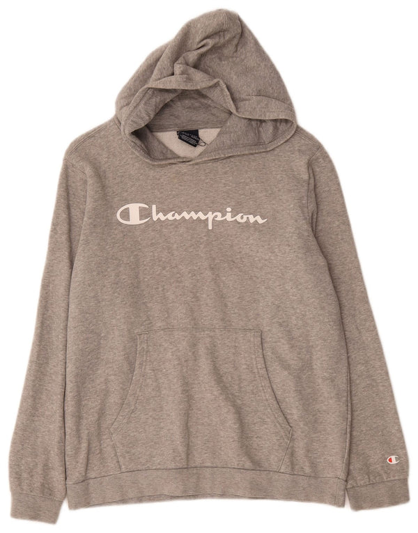 Champion Boys Graphic Hoodie Jumper 15-16 Years 2XL Grey Flecked Cotton