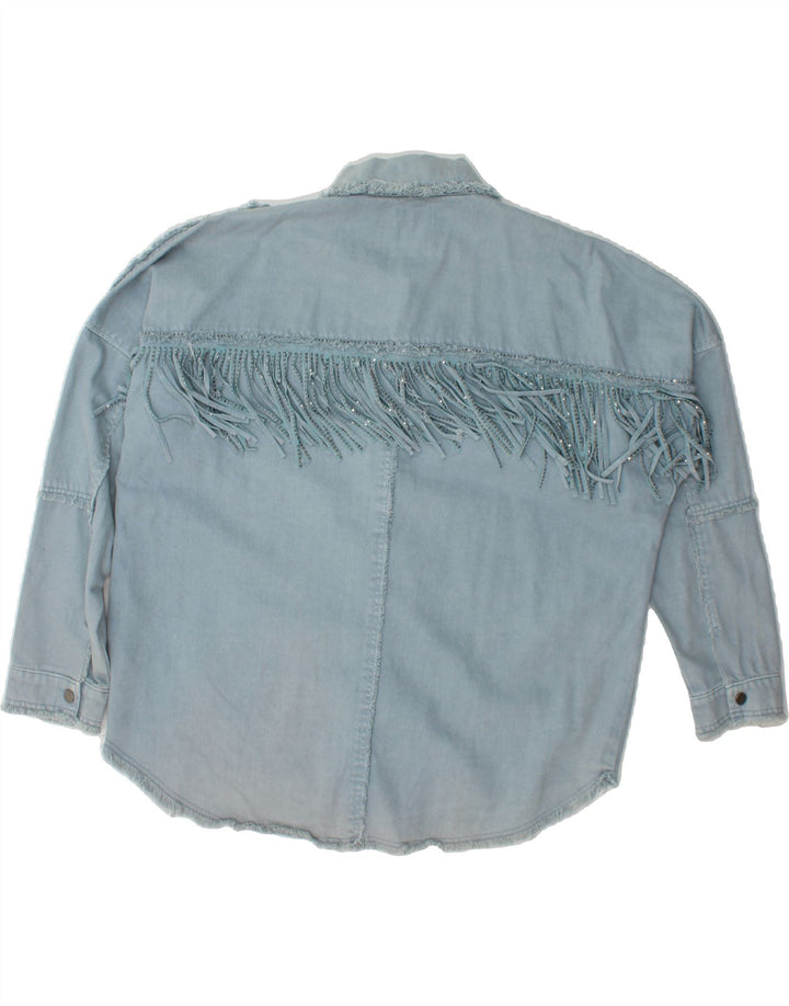 ZARA Womens Oversized Denim Shirt UK 10 Small Blue Vintage Zara and Second-Hand Zara from Messina Hembry 