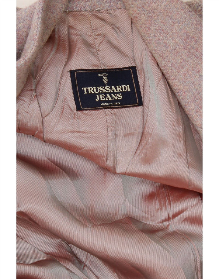 TRUSSARDI Womens 1 Button Blazer Jacket IT 44 Medium  Pink Wool Vintage Trussardi and Second-Hand Trussardi from Messina Hembry 