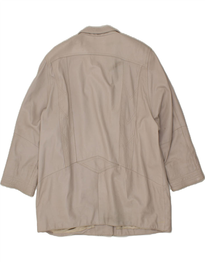 VINTAGE Womens Leather Coat EU 44 XL Beige Leather Vintage Vintage and Second-Hand Vintage from Messina Hembry 