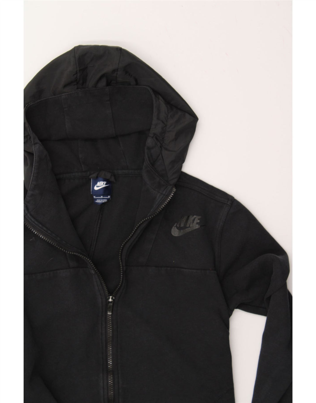 NIKE Womens Zip Hoodie Sweater UK 12 Medium Black Cotton Vintage Nike and Second-Hand Nike from Messina Hembry 