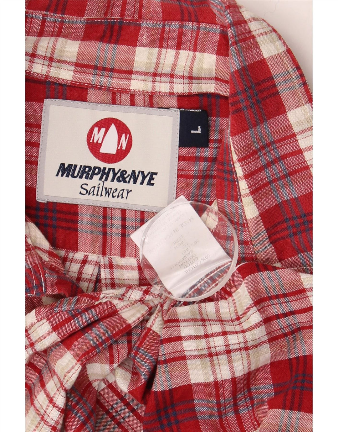 MURPHY & NYE Camicia a maniche corte da uomo in cotone a quadri rossi grandi