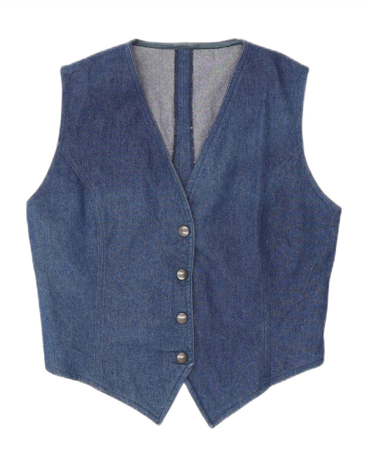 Gilet in denim vintage da donna UK 12 blu medio