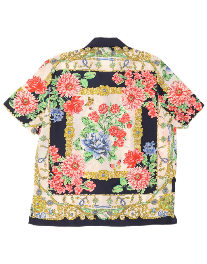 Camicetta a maniche corte da donna Alexia UK 16 grande blu navy floreale