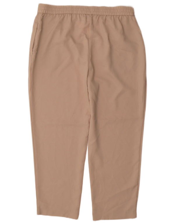 Zara Womens High Waist Straight Cropped Trousers XL W38 L26 Beige Polyester
