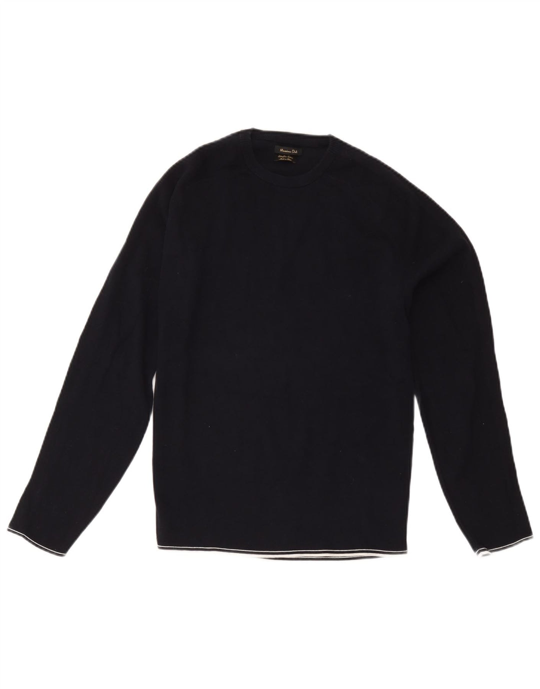 Maglione maglione girocollo da donna Massimo Dutti UK 14 cotone medio blu navy