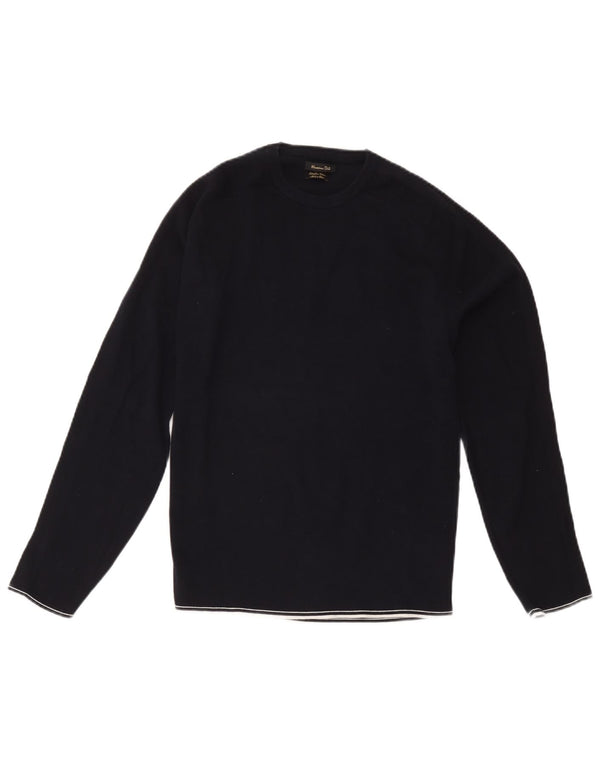 Maglione maglione girocollo da donna Massimo Dutti UK 14 cotone medio blu navy