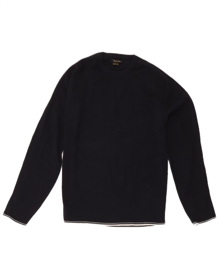 Maglione maglione girocollo da donna Massimo Dutti UK 14 cotone medio blu navy