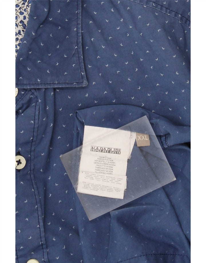 Camicia Napapijri da uomo con motivo astratto 2XL in cotone blu