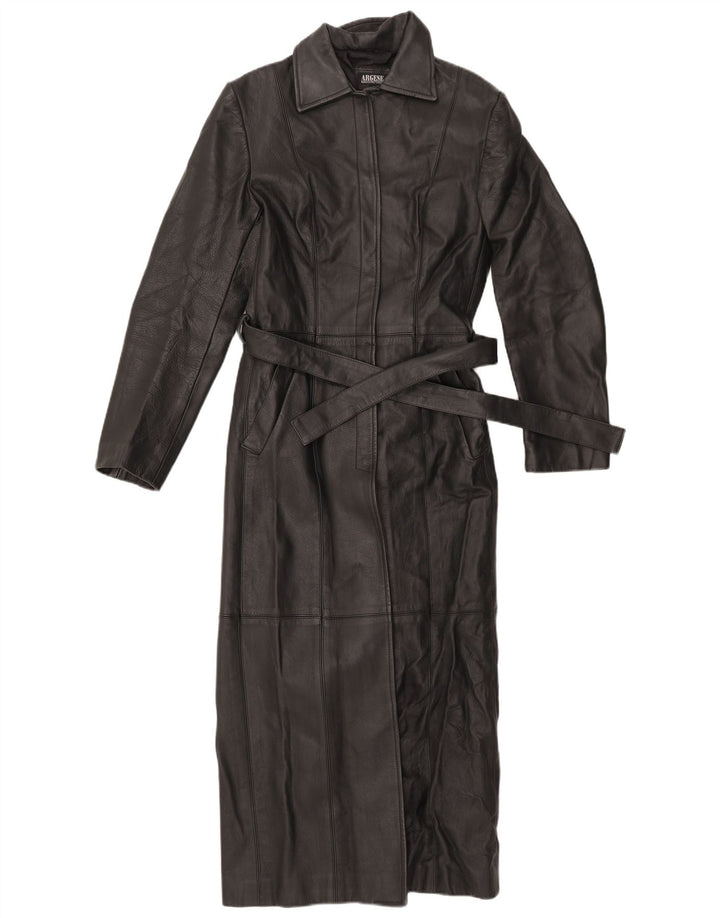 Cappotto in pelle da donna VINTAGE UK 10 piccolo nero