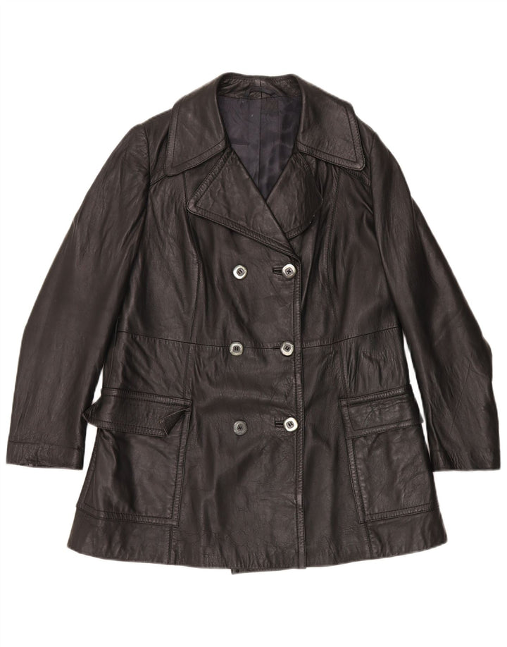 Giacca in pelle vintage da donna UK 16 grande in pelle nera