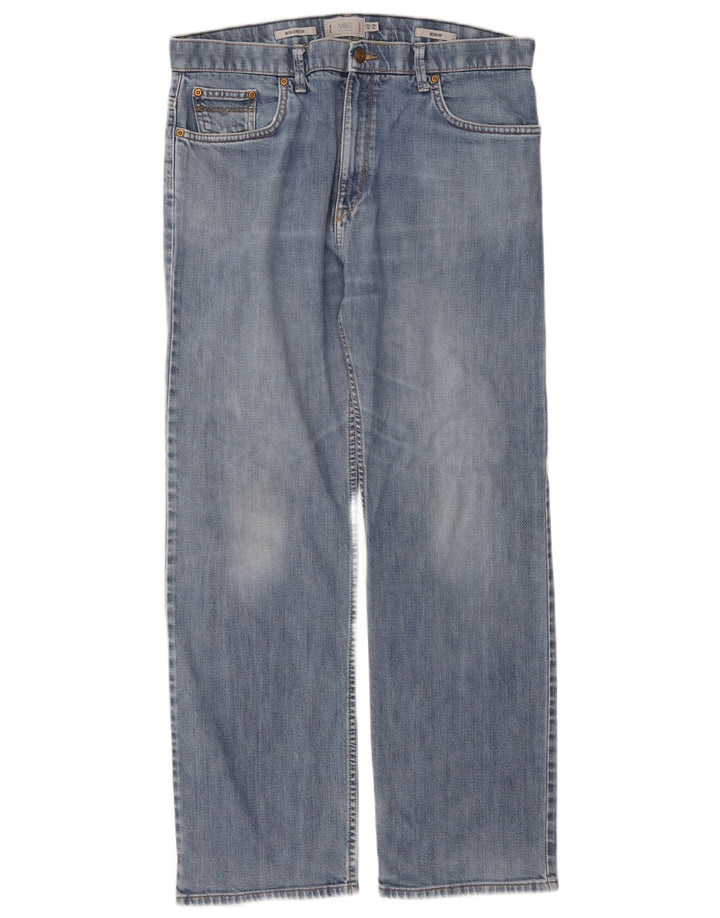 Jeans dritti regolari da uomo Marks & Spencer W36 L31 cotone blu