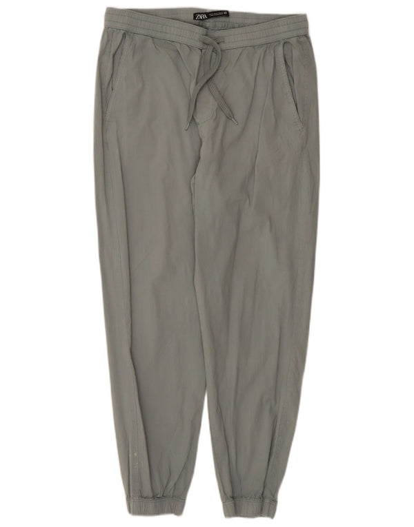 Pantaloni da jogging a vita alta da donna Zara UK 14 medi W31 L26 cotone grigio