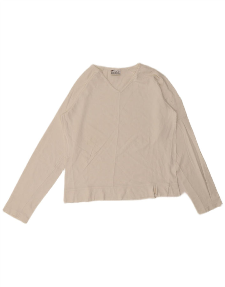 Top da donna a maniche lunghe Champion UK 14 cotone bianco medio