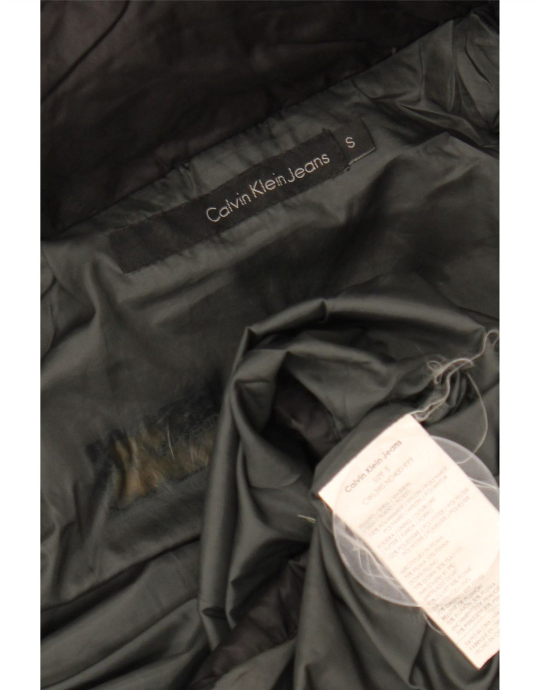 Cappotto imbottito con cappuccio da donna Calvin Klein UK 10 Small Nero Poliammide