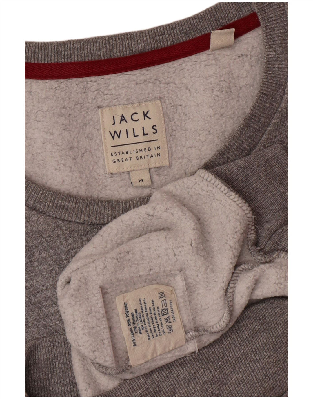 JACK WILLS Felpa da uomo Maglione Cotone chiazzato grigio medio