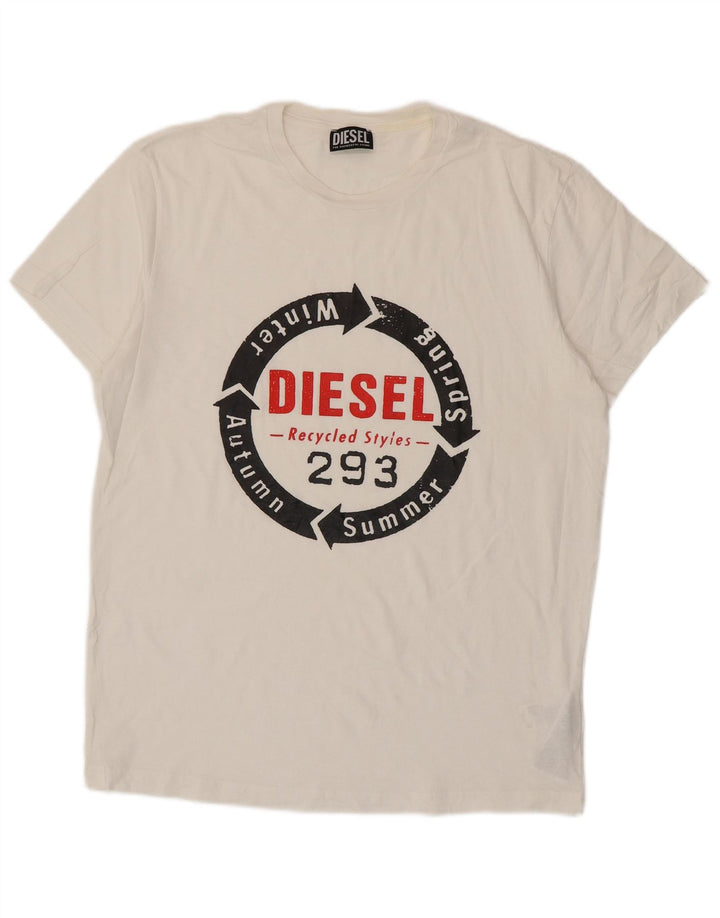T-shirt grafica da uomo Diesel Top XL in cotone bianco