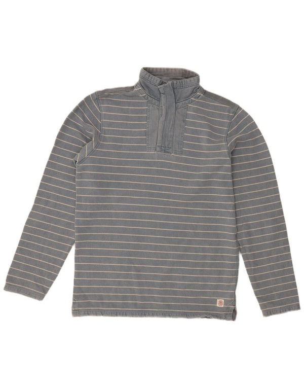 Felpa da uomo con zip e collo White Stuff, in cotone a righe blu medio