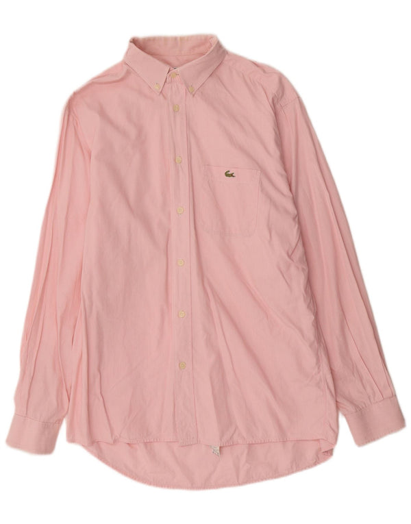 Camicia da uomo Lacoste taglia 40 cotone gessato rosa medio