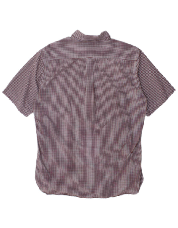Henry Cottons Mens Short Sleeve Shirt Size 40 Medium Brown Check