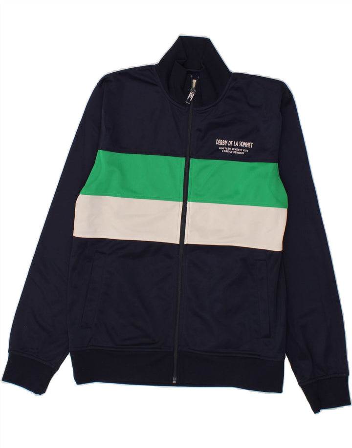 JACK & JONES Mens Tracksuit Top Jacket Medium Navy Blue Colourblock Vintage Jack & Jones and Second-Hand Jack & Jones from Messina Hembry 