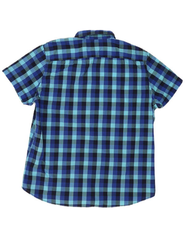Angelo Litrico Camicia da uomo a maniche corte Taglia 45/46 2XL Blu a quadretti