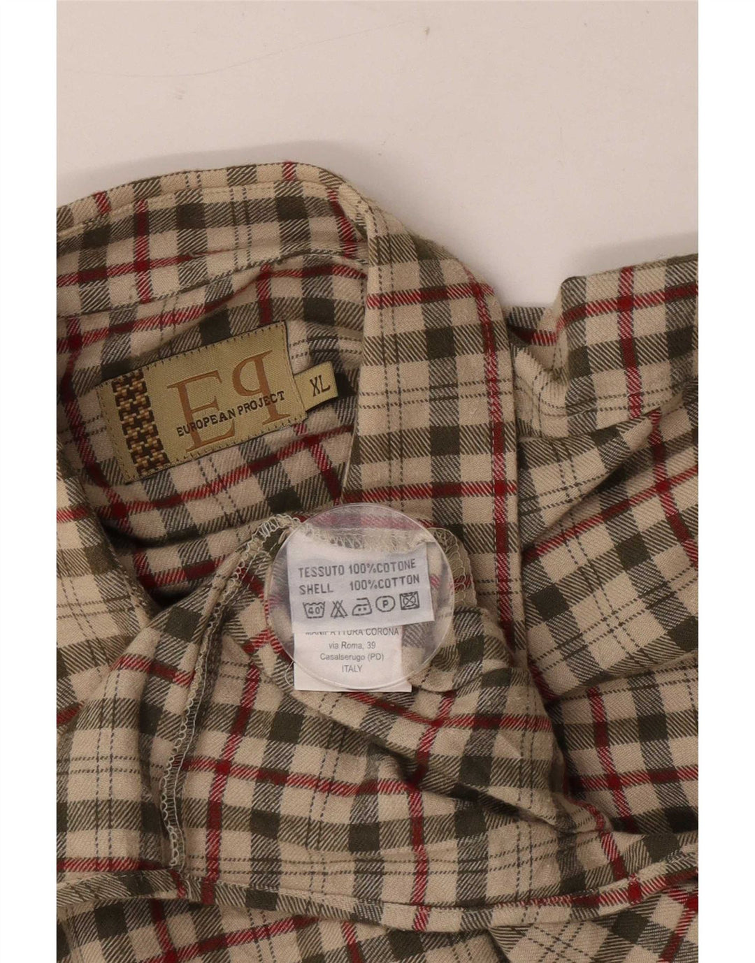 Camicia da uomo in flanella del progetto europeo XL in cotone a quadri verdi