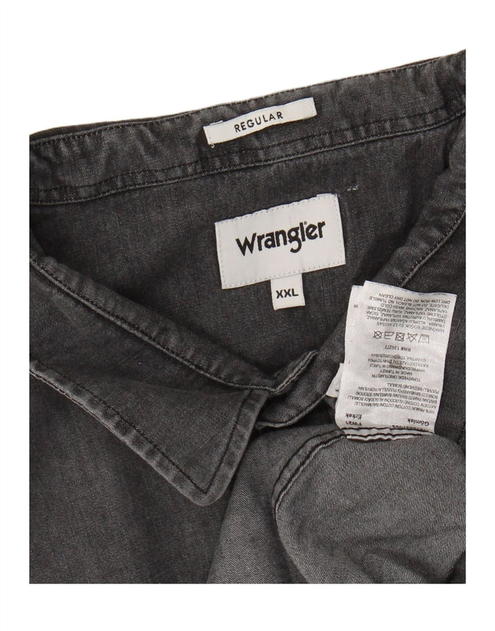 WRANGLER Mens Regular Fit Denim Shirt 2XL Grey Cotton