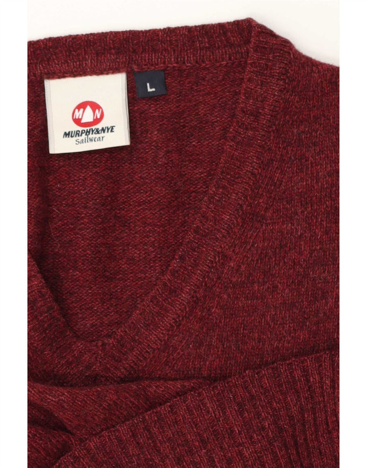 Maglione da uomo con scollo a V Murphy & Nye grande bordeaux screziato