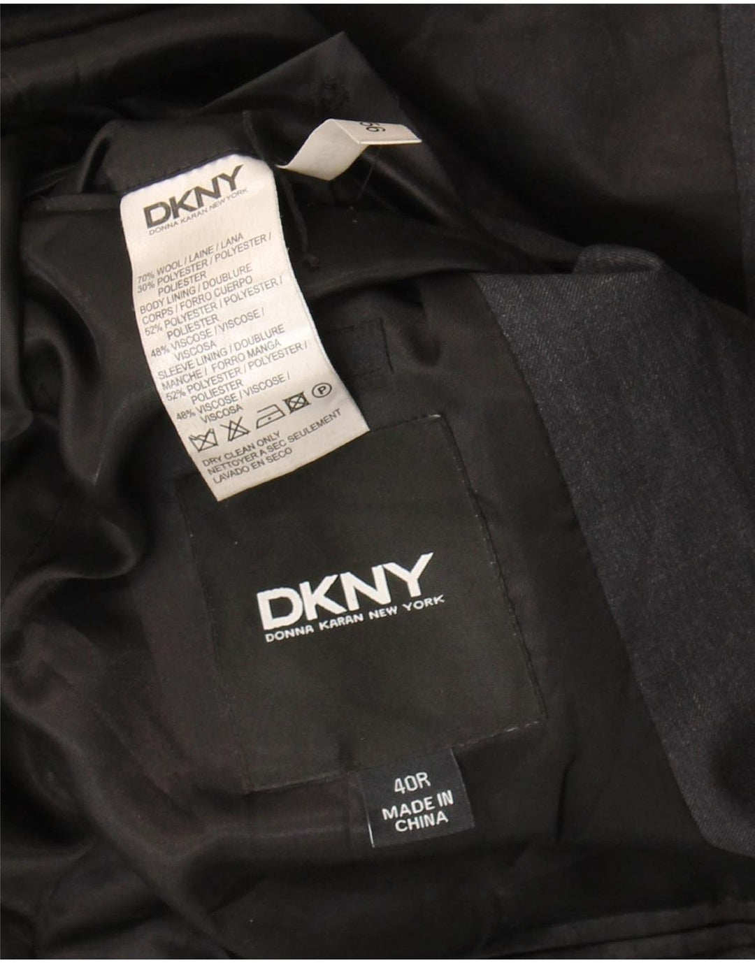 Giacca blazer da uomo a 2 bottoni Dkny UK 40 grande lana grigia