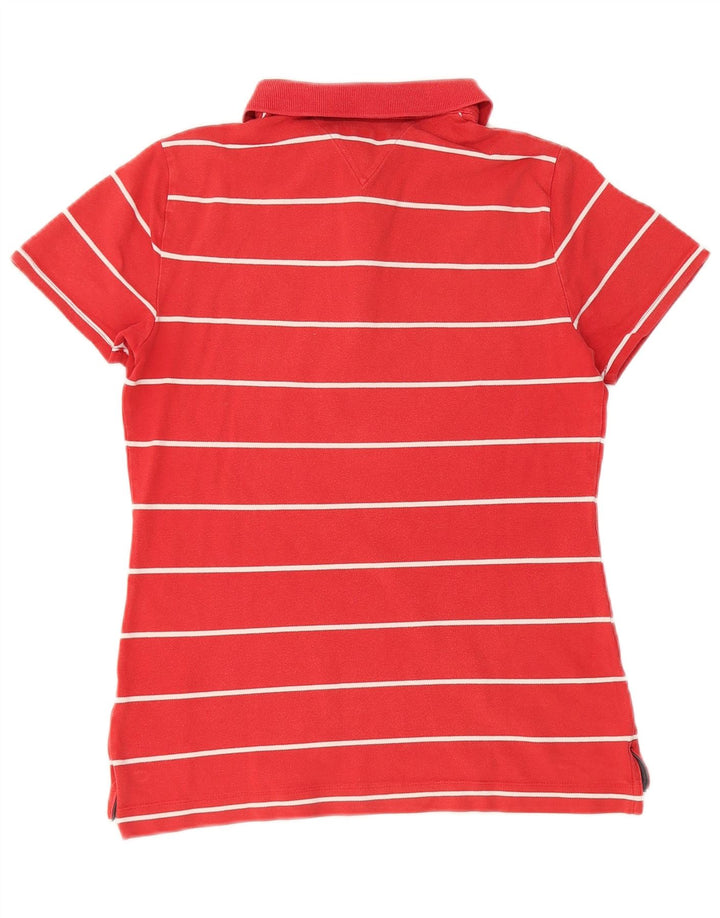 TOMMY HILFIGER Polo da donna UK 12 Cotone a righe rosse medie