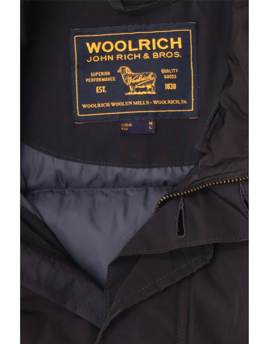 Cappotto imbottito da uomo Woolrich UK 38 medio blu navy
