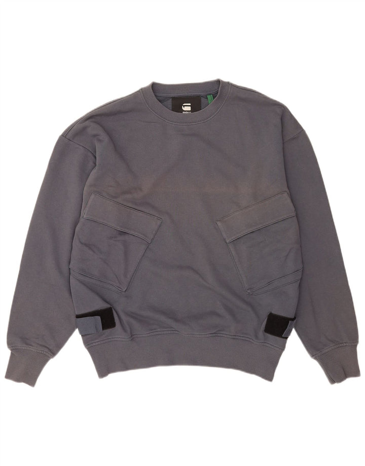 Felpa da uomo G-Star Maglione grande in cotone grigio