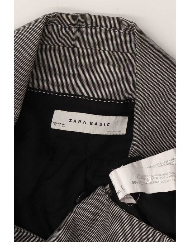 Giacca blazer a 1 bottone da donna Zara UK 12 acetato grigio medio