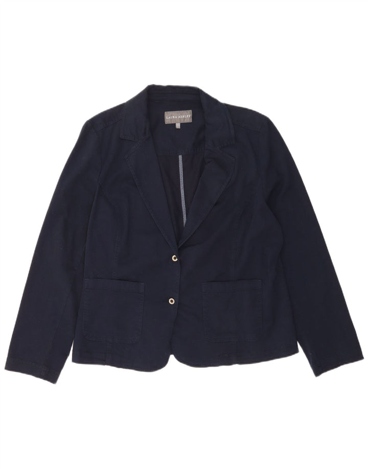 Giacca blazer a 2 bottoni da donna Laura Ashley UK 18 XL cotone blu navy