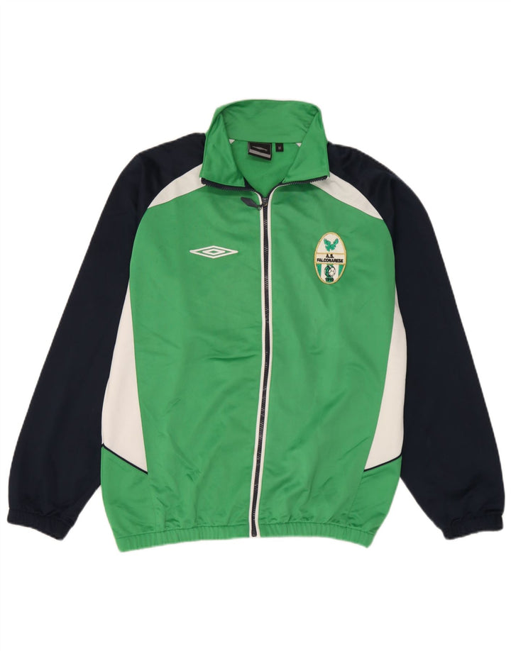Giacca da ginnastica grafica da uomo Umbro in poliestere color block verde medio