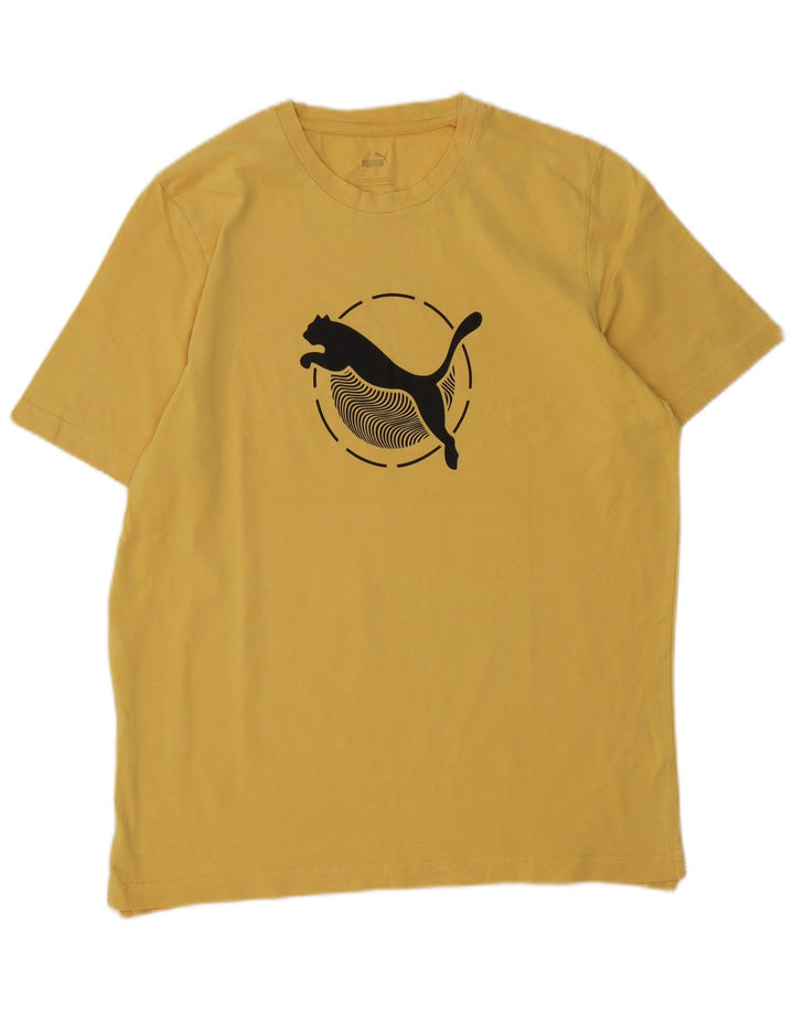 PUMA T-shirt grafica da uomo grande in cotone giallo