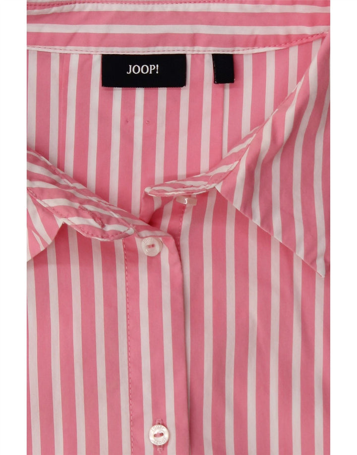 JOOP Camicia da donna con maniche a 3/4 Camicetta UK 14 Cotone gessato rosa medio
