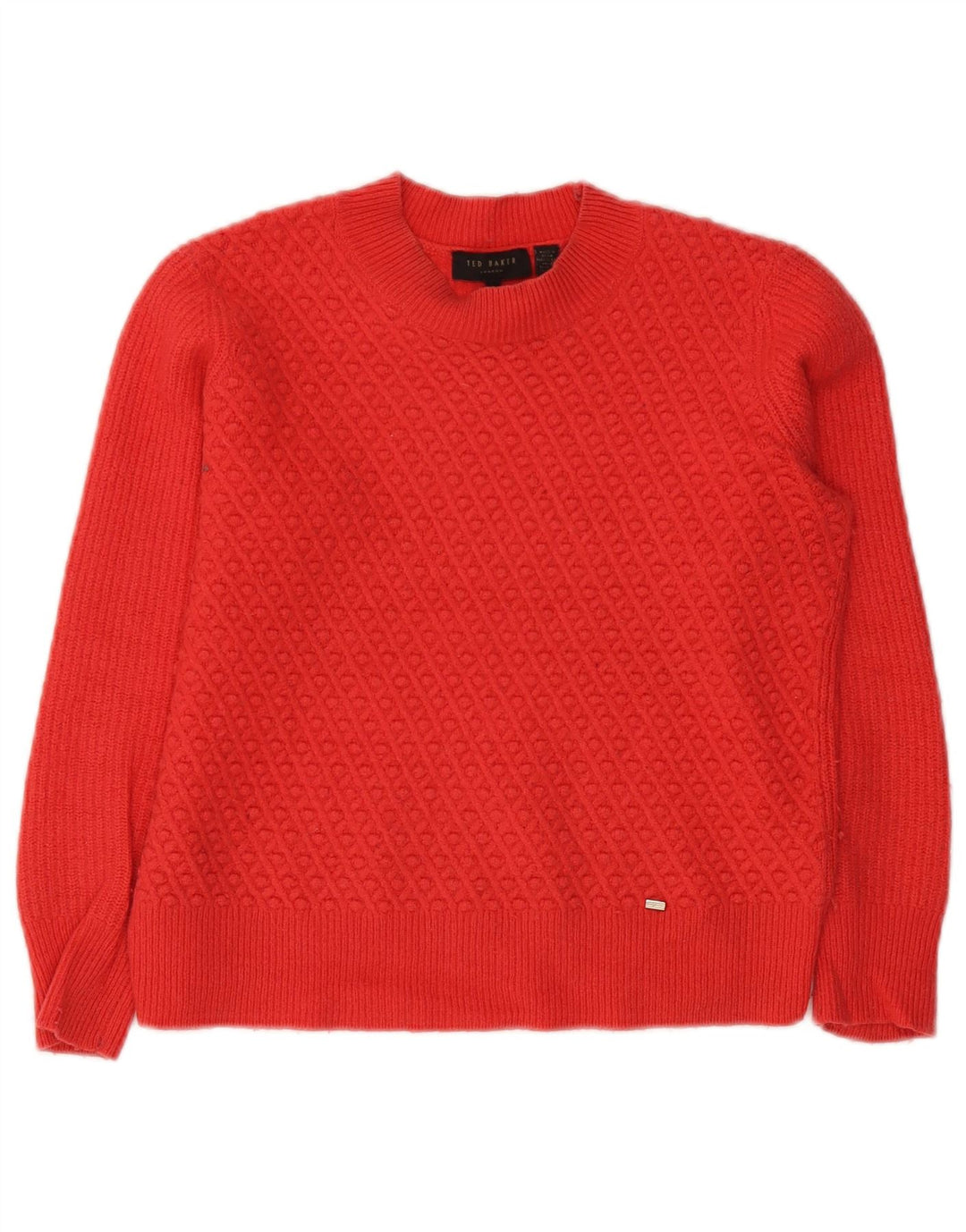 Ted Baker Donna Maglione Crop Collo Alto Maglione Taglia 1 XS Cotone Rosso
