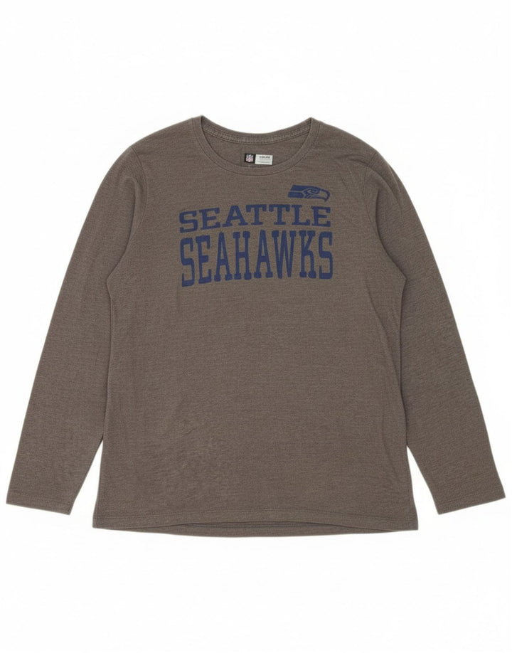 NFL TEAM APPAREL Womens Graphic Top Long Sleeve UK 18 XL Grey